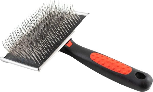 Professional Grade Extra Long Slicker Brush - Ergonomic Handle, Removes Loose Undercoat and Tangles for Dogs